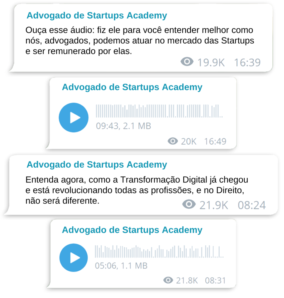 Canal no Telegram da Advogado de Startups Academy